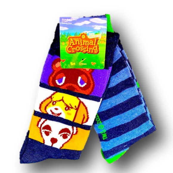 Nintendo Other - 2-Pack Animal Crossing New Horizons Funny Novelty Crew Socks - NWT